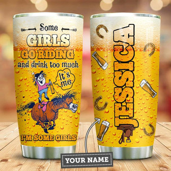 Horse Riding And Beer Girls Personalized Stainless Steel Tumbler 20Oz - Thegiftio