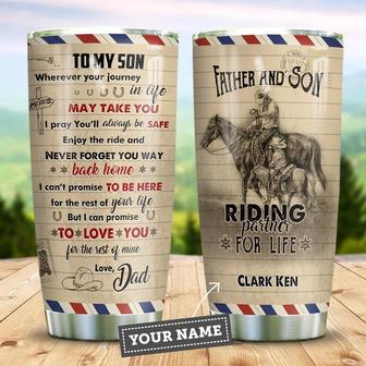 Horse Riding Father And Son Personalized Stainless Steel Tumbler 20Oz - Thegiftio UK