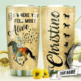 Horse Riding Personalized Stainless Steel Tumbler 20Oz - Thegiftio