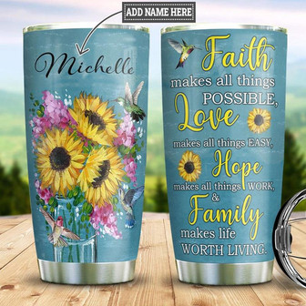 Hummingbird Faith Personalized Stainless Steel Tumbler 20Oz - Thegiftio UK