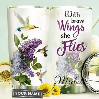 Hummingbird Purple Lilacs Personalized Stainless Steel Tumbler 20Oz - Thegiftio UK