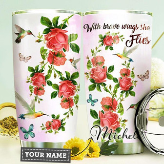 Hummingbird Rose Personalized Stainless Steel Tumbler 20Oz - Thegiftio UK