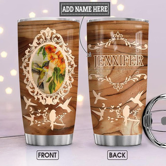 Hummingbird Wood Style Personalized Stainless Steel Tumbler 20Oz - Thegiftio UK