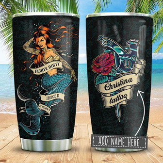 Inked Mermaid Personalized Stainless Steel Tumbler 20Oz - Thegiftio UK