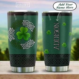 Irish Clover Celtic Pattern Personalized Stainless Steel Tumbler 20Oz - Thegiftio