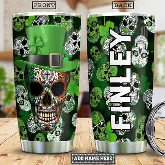 Irish Skull Personalized Stainless Steel Tumbler 20Oz - Thegiftio