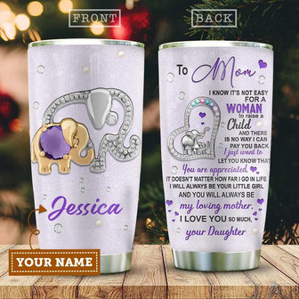 Jewelry Style Elephant Mom And Daughter Personalized Stainless Steel Tumbler 20Oz - Thegiftio UK