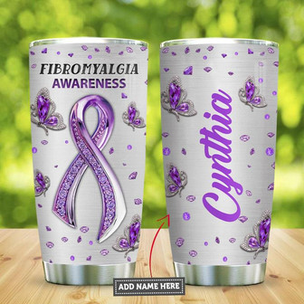 Jewelry Style Fibromyalgia Awareness Personalized Stainless Steel Tumbler 20Oz - Thegiftio UK
