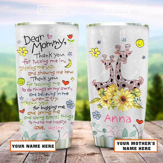 Jewelry Style Giraffe Loving Mommy Personalized Stainless Steel Tumbler 20Oz - Thegiftio