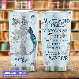 Jewelry Style Mermaid Under Water Personalized Stainless Steel Tumbler 20Oz - Thegiftio UK