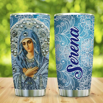 Jewelry Style Mother Mary Personalized Stainless Steel Tumbler 20Oz - Thegiftio UK