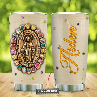 Jewelry Style Mother Mary Personalized Stainless Steel Tumbler 20Oz - Thegiftio UK