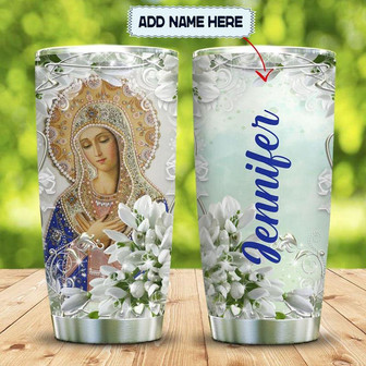 Our Lady Mother Mary Flower Personalized Stainless Steel Tumbler 20Oz - Thegiftio UK
