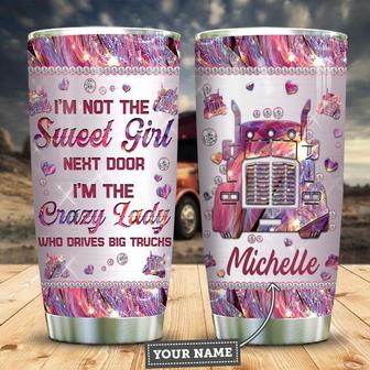 Lady Trucker Pink Metal Style Personalized Stainless Steel Tumbler 20Oz - Thegiftio UK