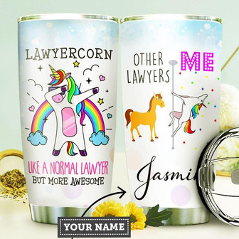 Lawyer Unicorn Personalized Stainless Steel Tumbler 20Oz - Thegiftio UK