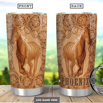 Leather Horse Personalized Stainless Steel Tumbler 20Oz - Thegiftio UK