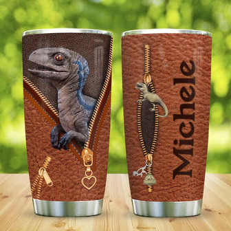 Leather Style Dinosaur Personalized Stainless Steel Tumbler 20Oz - Thegiftio UK
