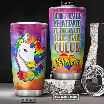 Lgbt Unicorn Personalized Stainless Steel Tumbler 20Oz - Thegiftio UK