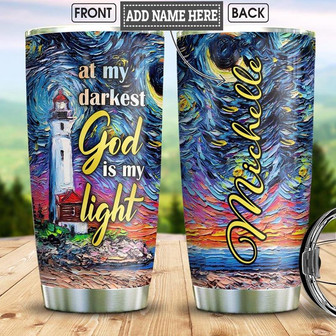 Lighthouse Faith Personalized Stainless Steel Tumbler 20Oz - Thegiftio UK