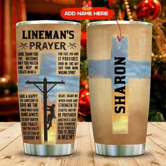 Lineman Faith Personalized Stainless Steel Tumbler 20Oz - Thegiftio UK