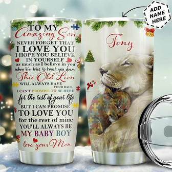 Lion Autism Personalized Stainless Steel Tumbler 20Oz - Thegiftio