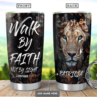 Lion Faith Personalized Stainless Steel Tumbler 20Oz - Thegiftio UK