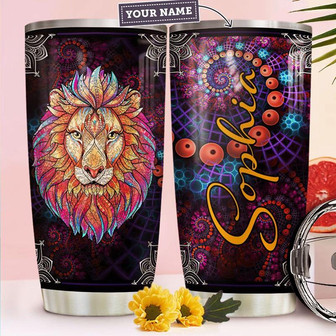 Lion Mandala Personalized Stainless Steel Tumbler 20Oz - Thegiftio UK