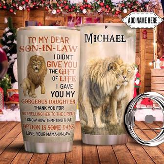 Lion Son In Law Personalized Stainless Steel Tumbler 20Oz - Thegiftio UK