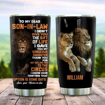 My Lion Son In Law Personalized Stainless Steel Tumbler 20Oz - Thegiftio UK