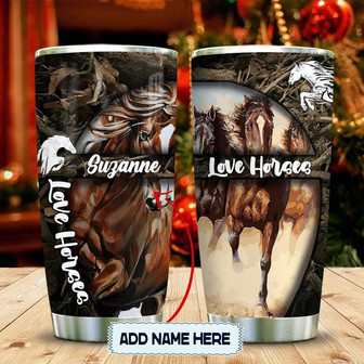 Love Horses Personalized Stainless Steel Tumbler 20Oz - Thegiftio UK