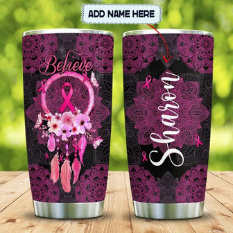 Mandala Breast Cancer Personalized Stainless Steel Tumbler 20Oz - Thegiftio UK