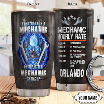 Mechanic Skull Personalized Stainless Steel Tumbler 20Oz - Thegiftio UK