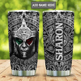 Metal Style Aztec Mexico Personalized Stainless Steel Tumbler 20Oz - Thegiftio UK