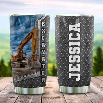 Metal Style Excavator Personalized Stainless Steel Tumbler 20Oz - Thegiftio UK