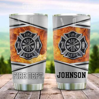 Metal Style Fire Dept Personalized Stainless Steel Tumbler 20Oz - Thegiftio UK
