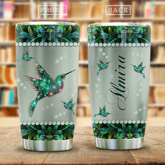 Metal Style Green Jewelry Hummingbird Personalized Stainless Steel Tumbler 20Oz - Thegiftio UK