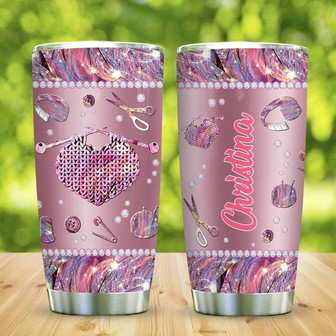 Metal Style Jewelry Crochet Heart Personalized Stainless Steel Tumbler 20Oz - Thegiftio UK