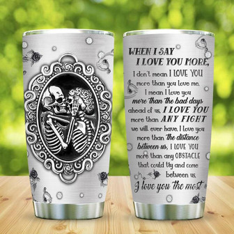 Metal Style Skull Couple Love You Stainless Steel Tumbler 20Oz - Thegiftio UK