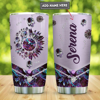 Metal Style Skull Flower Personalized Stainless Steel Tumbler 20Oz - Thegiftio UK