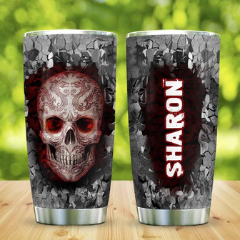 Metal Style Skull Personalized Stainless Steel Tumbler 20Oz - Thegiftio UK
