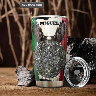 Mexican Eagle Personalized Stainless Steel Tumbler 20Oz - Thegiftio