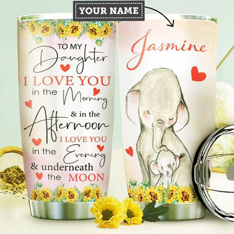 Mom To Daughter Elephant Personalized Stainless Steel Tumbler 20Oz - Thegiftio UK
