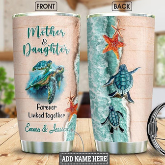Mom And Daughter Turtle Personalized Stainless Steel Tumbler 20Oz - Thegiftio UK