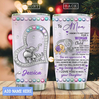 My Mom Elephant Personalized Stainless Steel Tumbler 20Oz - Thegiftio UK