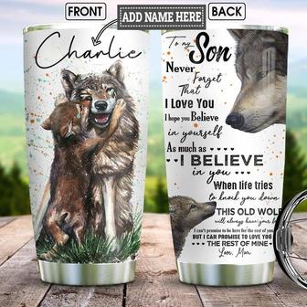 Mom Son Wolf Personalized Stainless Steel Tumbler 20Oz - Thegiftio UK