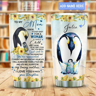 Mother And Daughter Penguin Personalized Stainless Steel Tumbler 20Oz - Thegiftio UK