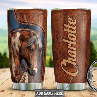 Native Horse Personalized Stainless Steel Tumbler 20Oz - Thegiftio UK