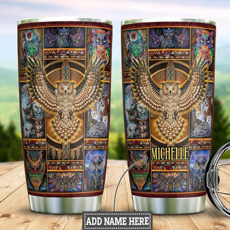 Native Owl Personalized Stainless Steel Tumbler 20Oz - Thegiftio UK