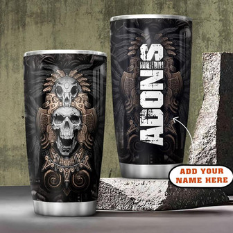 Native Skull Personalized Stainless Steel Tumbler 20Oz - Thegiftio UK