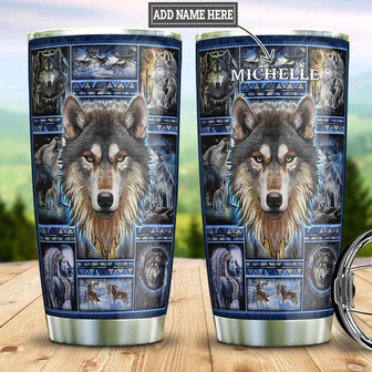 Native Wolf Personalized Stainless Steel Tumbler 20Oz - Thegiftio UK